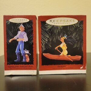 Vintage Hallmark Disney Keepsake Ornament Pocahontas and John Smith Set